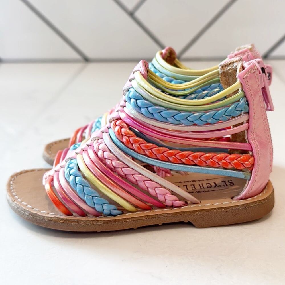 seychelles rainbow girls gladiator sandals zip back size 6 spring Easter Summer